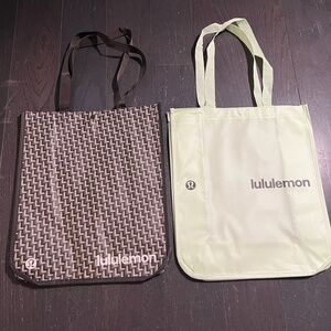 NEW lululemon x2 small reusable collectible tote bags limited holiday neon green